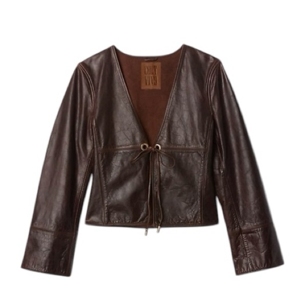 Cult Gaia X GAP NWOT Elegant Brown Leather Jacket - Picture 3 of 4